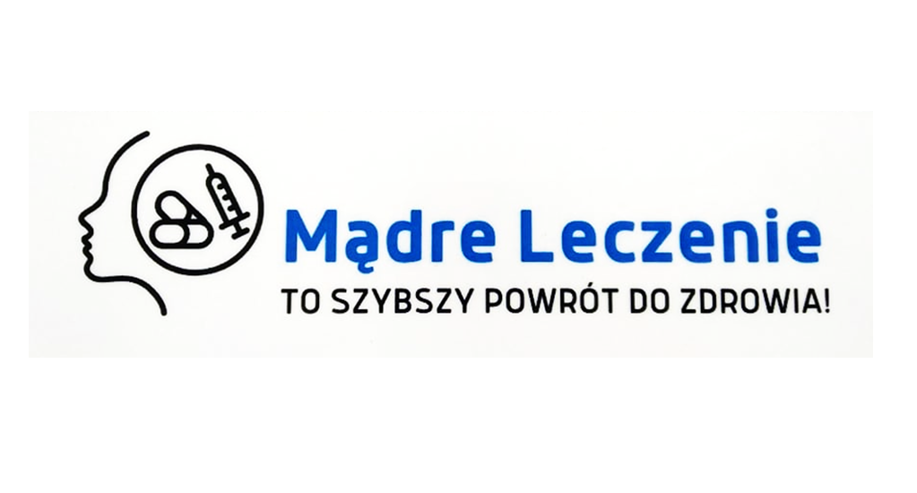 Logotyp kampanii z napisem Mądre Leczenie TO SZYBSZY POWRÓT DO ZDROWIA!
