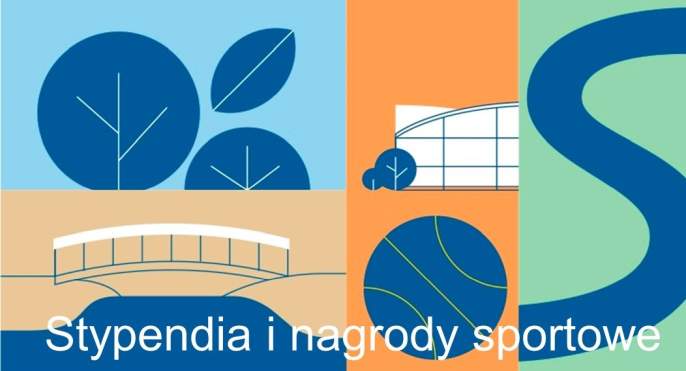 Stypendia i nagrody sportowe - grafika z obiektami sportowymi