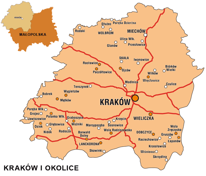mapa  - Kraków i okolice