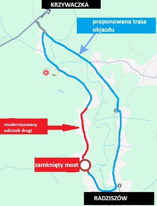 Fotografia dotycząca Utrudnienia i przebudowa mostu w Radziszowie na ul. Podlesie - zmiany w funkcjonowaniu komunikacji miejskiej