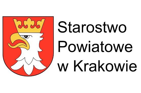 logotyp z herbem z napisem Starostwo Powiatowe w Krakowie