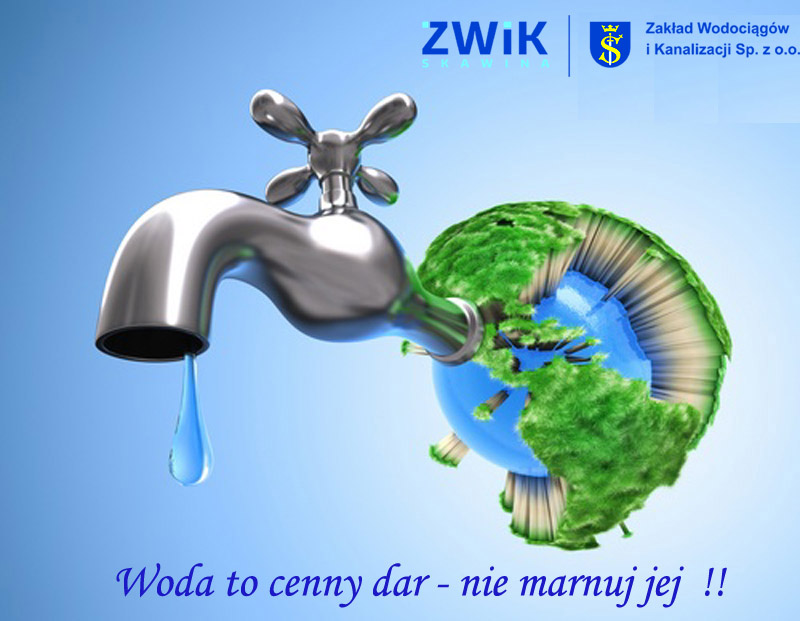 Grafika z hasłem: Woda to cenny dar