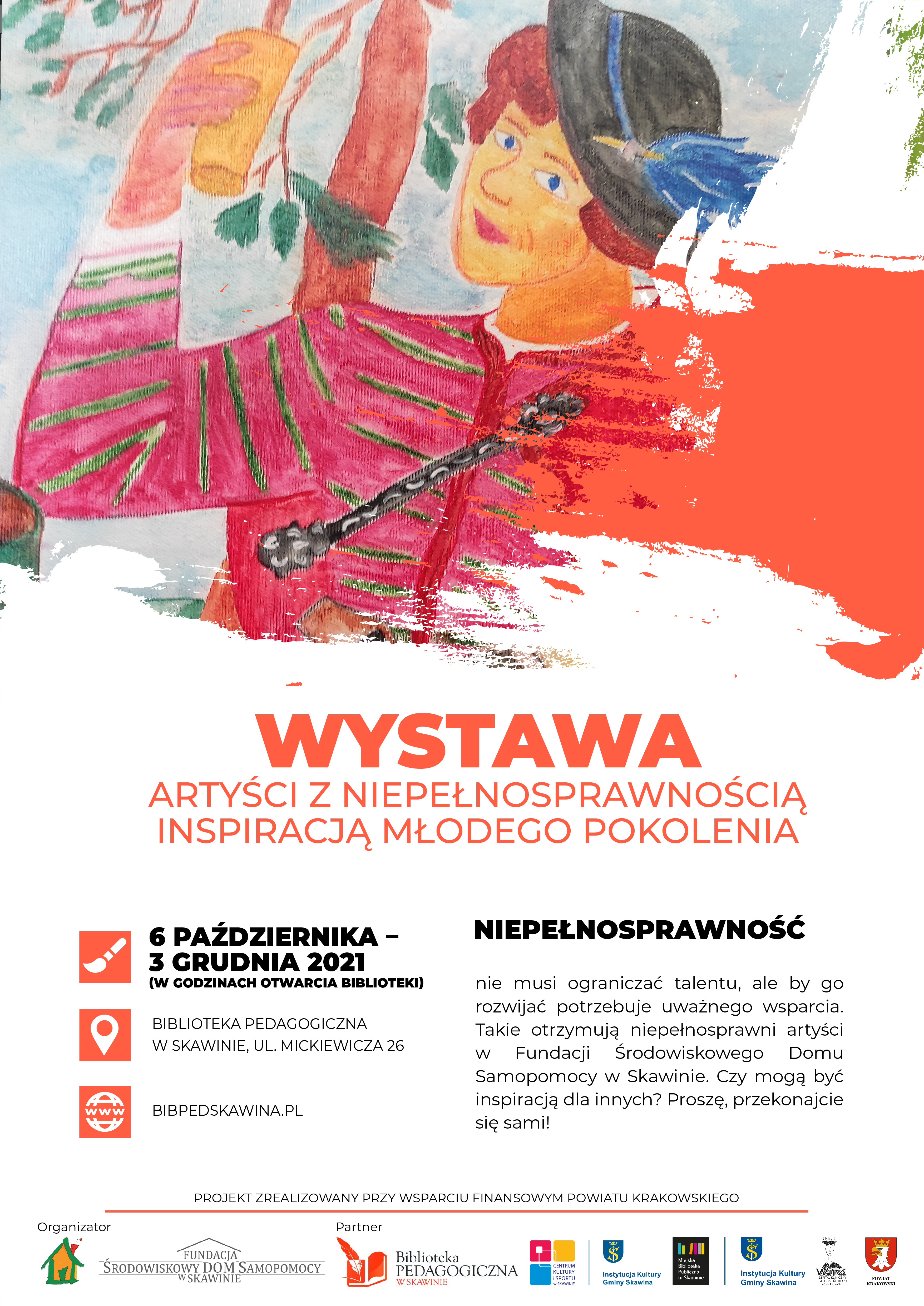 plakat wystawa artyści z niepełnosprawnością inspiracją młodego pokolenia