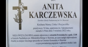 Z żalem zawiadamiamy o śmierci Dyrektor Szkoły Podstawowej nr 4 Anity Karczewskiej