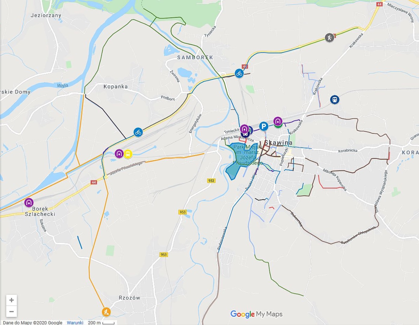 Mapa istniejącej liniowej infrastruktury rowerowej 