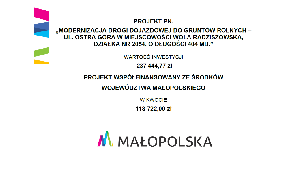 Grafika porzedstawia informacje o projekcie oraz wartości projektu i dofinsnsowania ze środków Wojewódzkich 