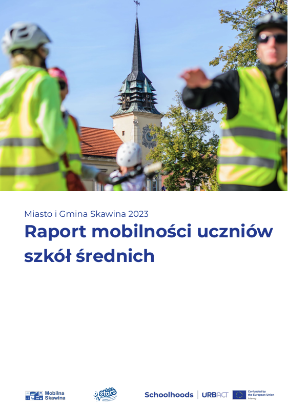 Grafika przedstawiająca rowerzystów na tle Ratusza