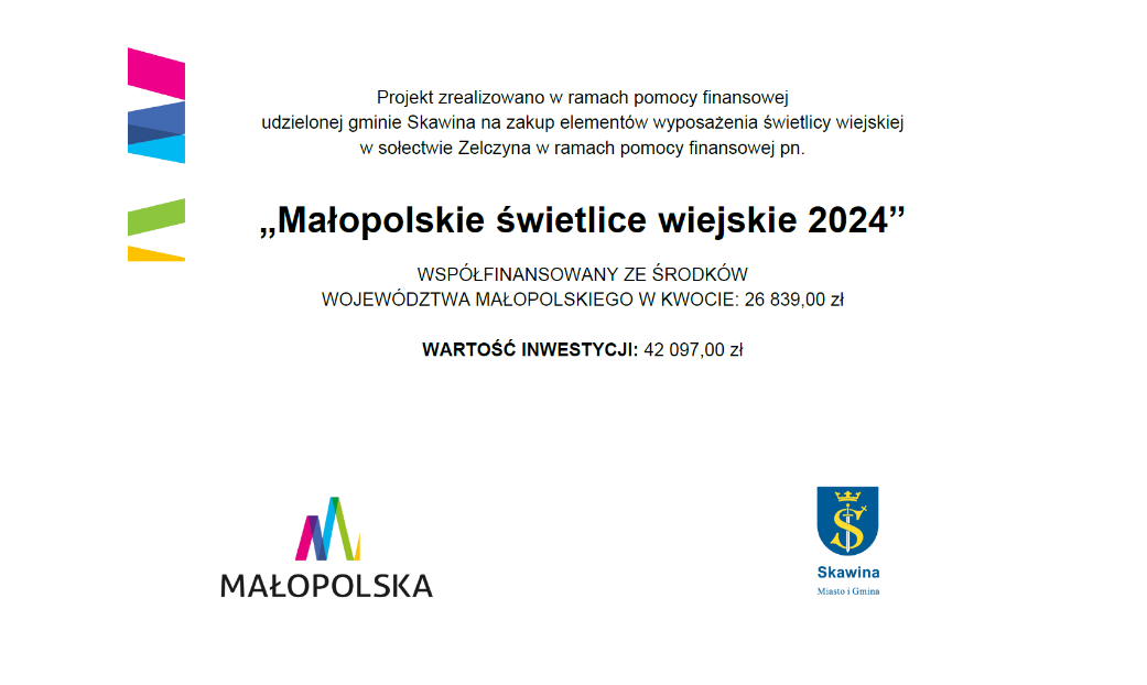 Grafika zawiera informacje o nazwie projektu, jego wartości i poziomie dofinansowania ze środków Wojewódzkich
